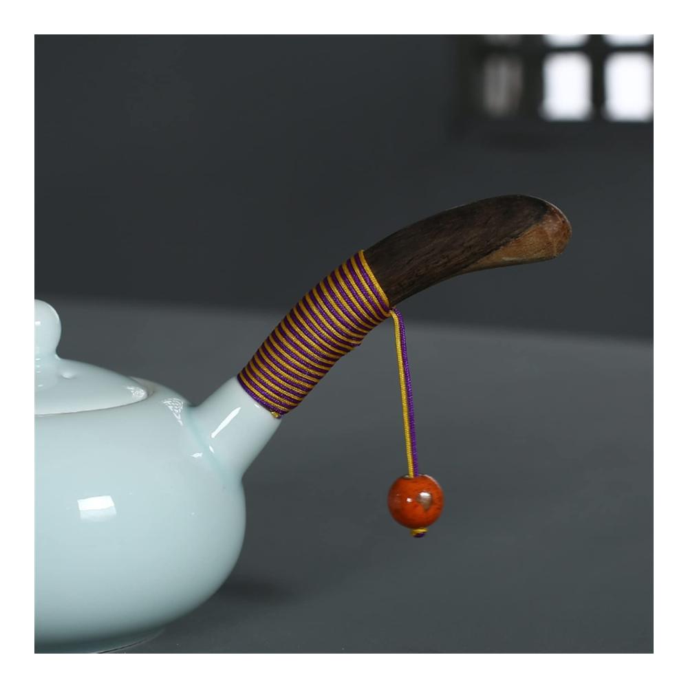 Kung Fu Tee Set Handgefertigte Celadon-Teekanne (220ml) mit Holzgriff - Ideal für schwarzen & grünen Tee - Kleine Keramikteekanne