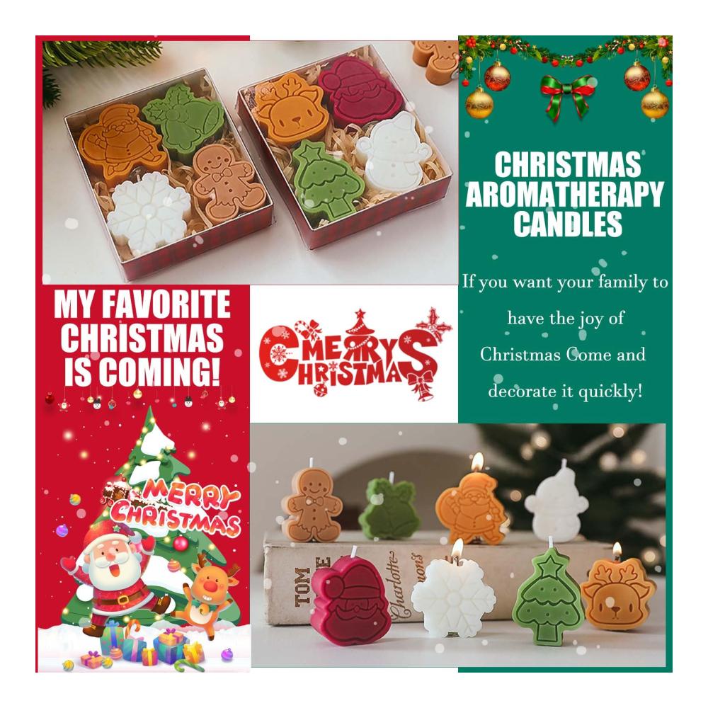 Weihnachtsduftkerzen Set 4 Stück Geschenkset mit Christmas Aromatherapy Kerzen - Duftkerzenset für festliche Stimmung - Sojawachs Muster inklusive