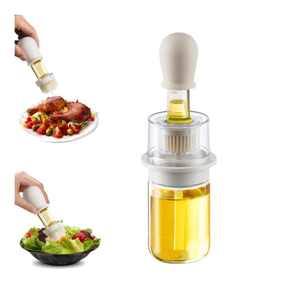 Ausgießer für Flaschen 2-in-1 180ml Ölspender & Essigflasche mit Silikon-Pinsel – Ideales Barzubehör für Kochen Grillen Salate & Backen in der Küche
