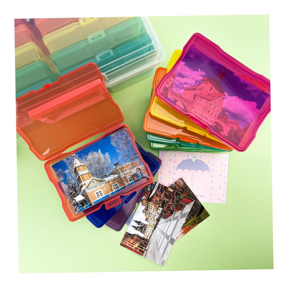 Scrapbooking Deluxe Mehrfarbige Fotospeicherboxen 4x6-Zoll - Organisieren Sie Ihre Bastelarbeiten und schützen Sie Fotos vor UV-Licht und Staubverschütt