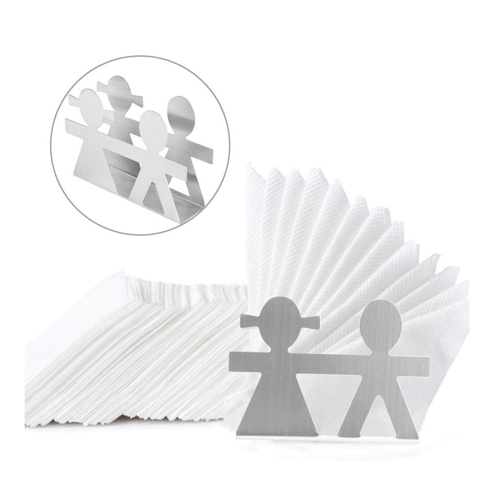 Modernes 2er-Set Edelstahl Serviettenhalter - Freistehende Taschentuchspender für stilvolle Tischdekoration - Robuster Metallpapierhalter für Zuhause und Büro - Dekorativer Papierserviettenhalter