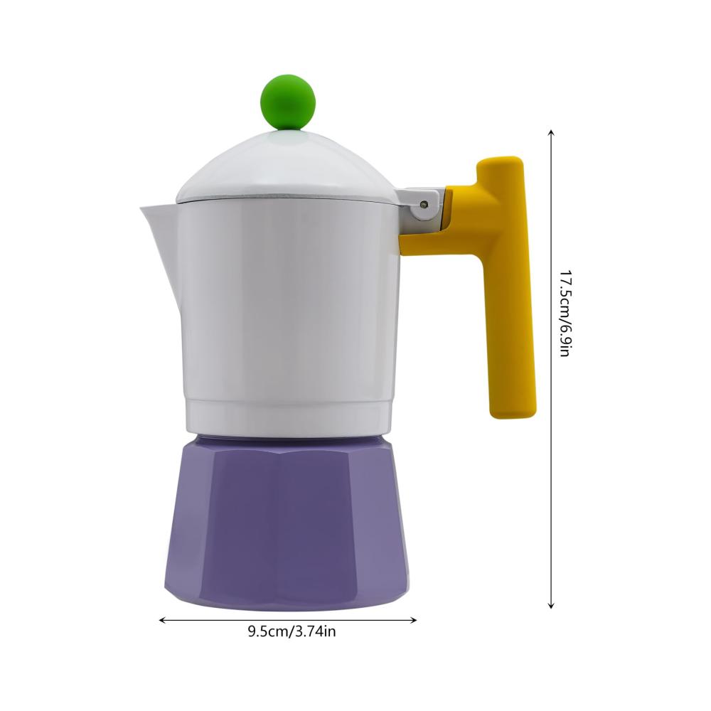 Erleben Sie vollmundigen Genuss! Espressokocher - Ikonische Moka-Kanne für den Herd Lila Aluminium 150ml - Kaffeekocher für aromatischen Kaffeegenuss