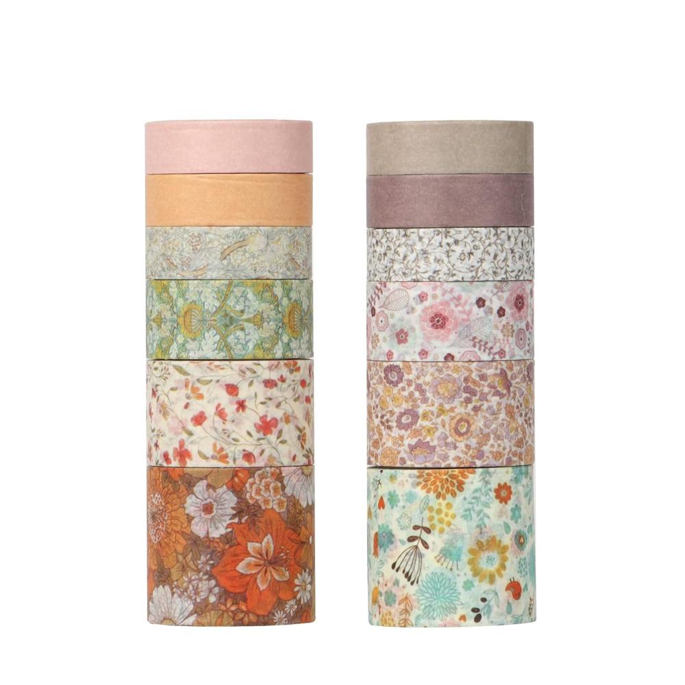Entdecken Sie Kreativität mit unserem Vintage Washi Tape Set 12 Rollen 30/20/15/10 mm breit mit Blumenmotiven. Antikes japanisches Klebeband (3m) für Sammelalben DIY-Projekte Bullet Journals und Kawaii-Briefpapier. Verschönern Sie Ihre Welt
