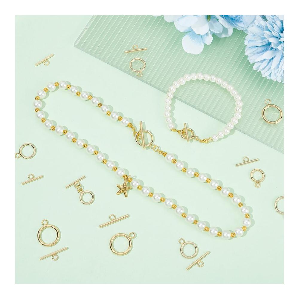 Entdecken Sie Eleganz 20er Set Edelstahl-Kippverschlüsse in 4 Größen Luxuriöse 18 Karat Vergoldung Perfekt für Ringe Armbänder und mehr. Einzigartige Tbar- Runde- und Stangenverschlüsse für exquisiten Schmuckhandwerk. Bereichern Sie Ihre Herstellung mit Stil