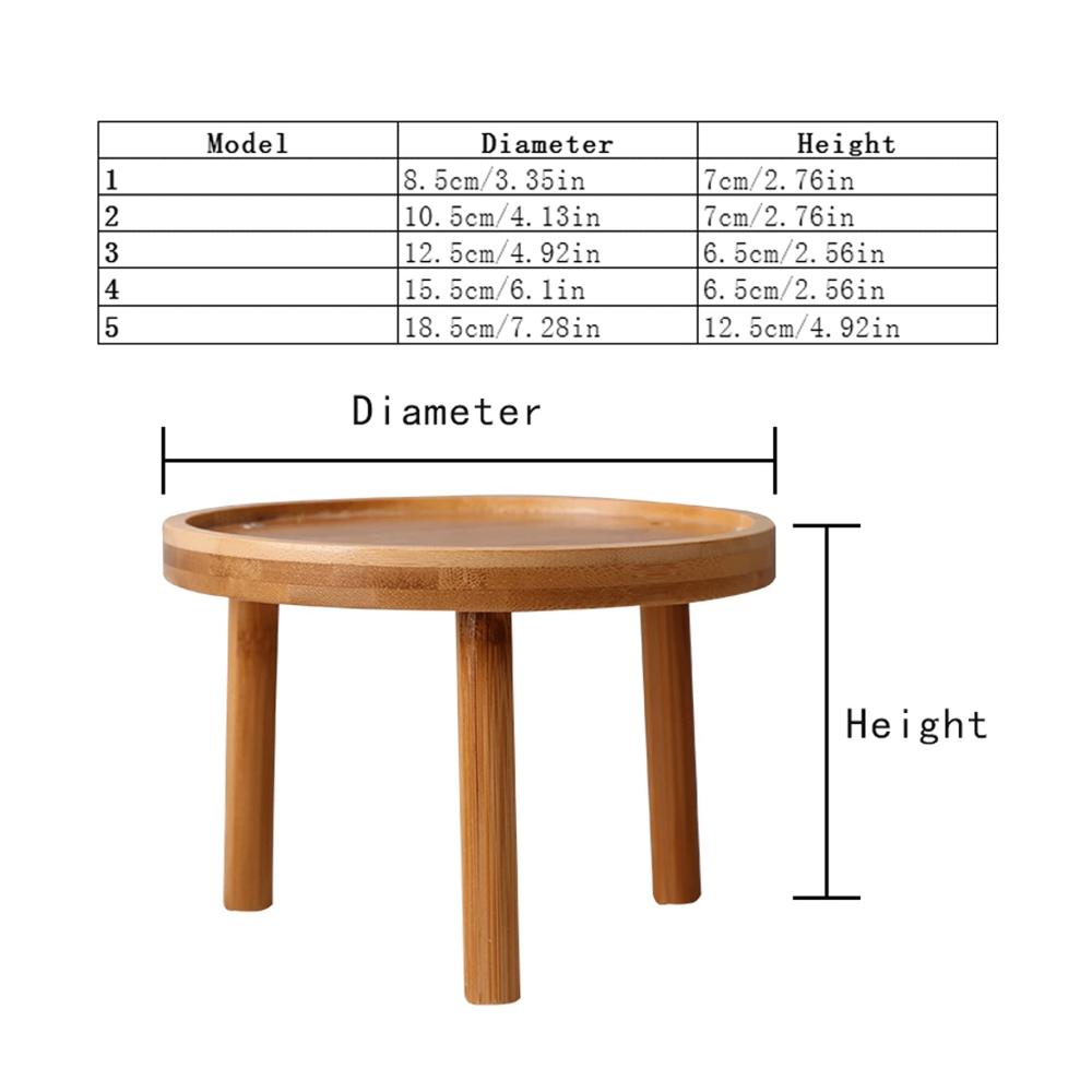 Eleganter Vintage Holzhocker Runder Vasenständer für Zuhause Balkon & Garten – Ideal für Teekannen Vasen & Bonsai – XL Bl