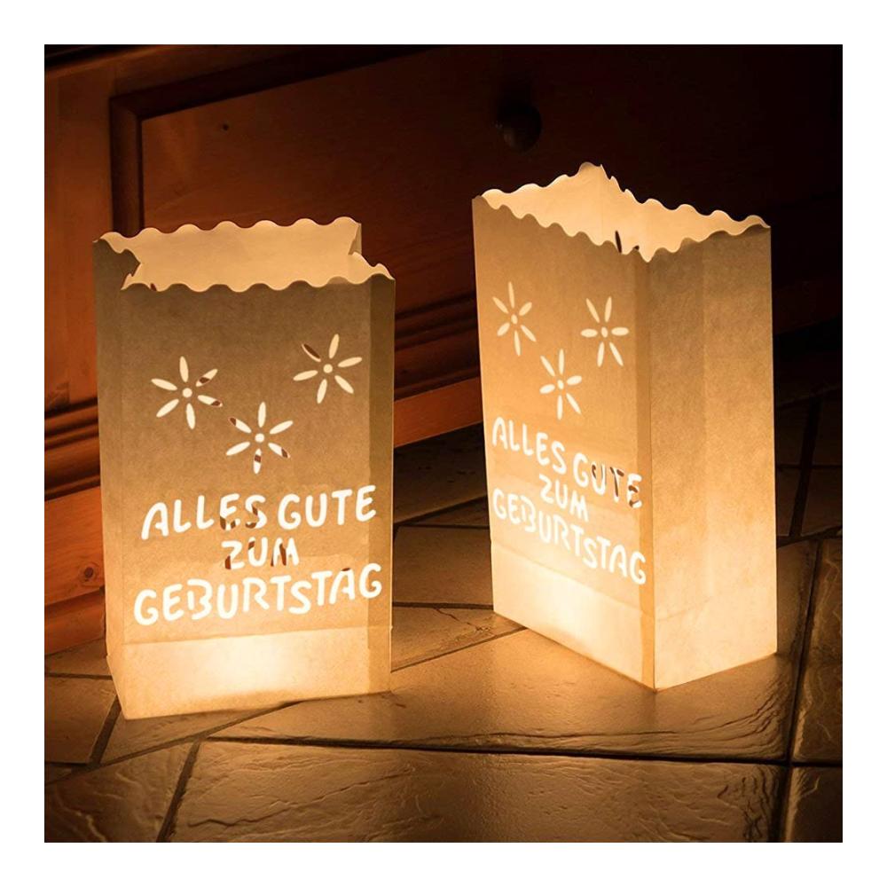 Setzen Sie Ihr Fest in ein zauberhaftes Licht! 10 Papierlaternen Lichttüten - Ideal für Geburtstagsfeiern und Tischdekoration - Weiße Kerzentüten für eine