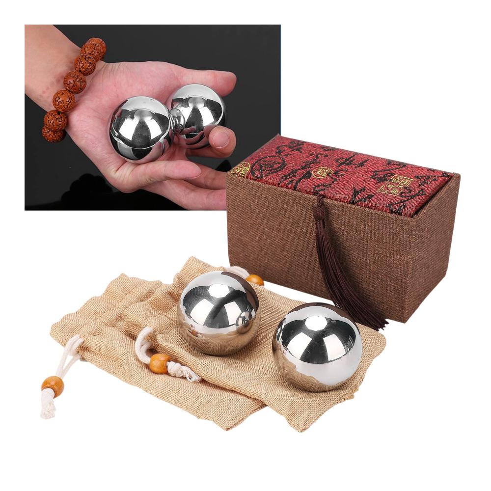 2er Set Hochwertige Edelstahl-Kugeln 50mm | Handübungen & Massage für Kraft & Entspannung | Robuste Handtrainer Boxen & Kä