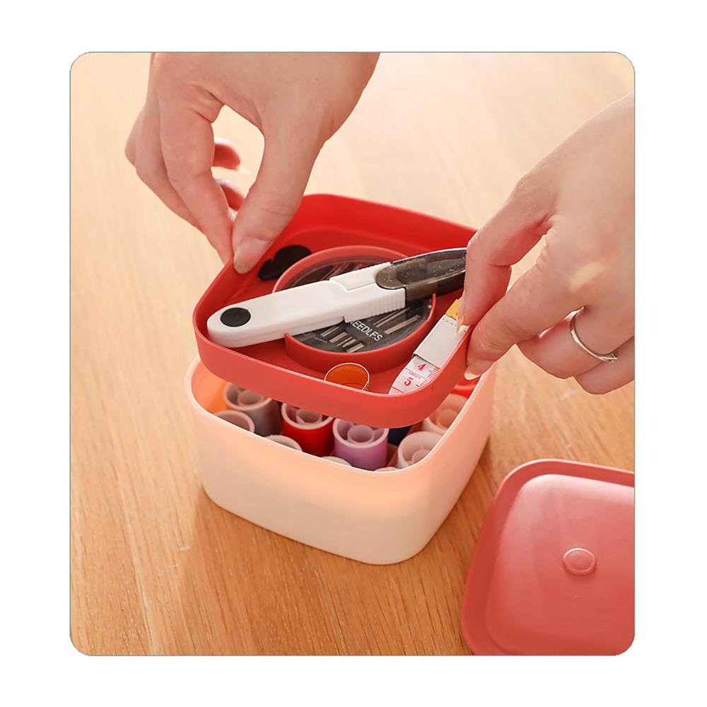 Magnetisches Nähset Großer Nähkasten mit Multifunktions-Nähkoffer Spulen-Organizer & Schere para Guardar. Praktisches Nähset für Erwachsene in Grau