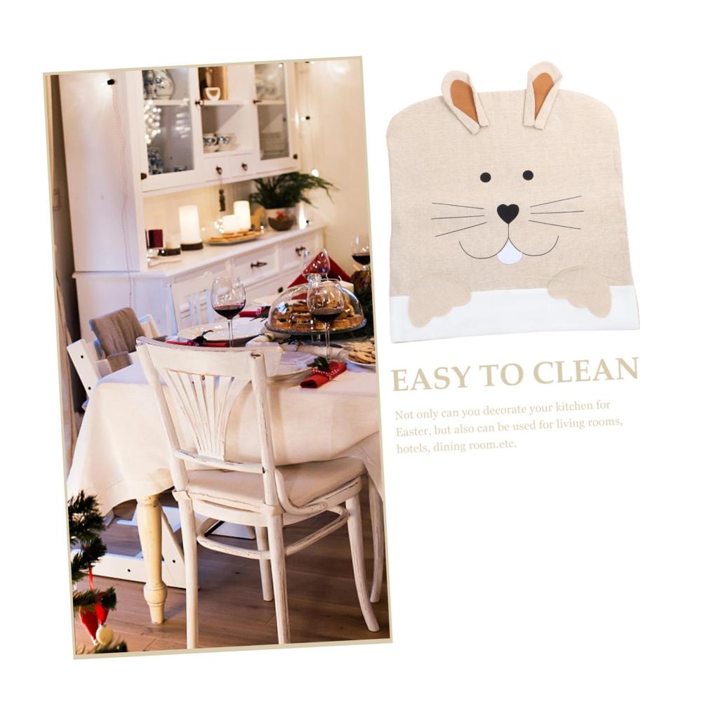 Osterhasen Hussen- & Überwurfsets Dekorative Stuhlbezüge für das Esszimmer im Bauernhausstil abnehmbar tierisch und festlich für Bankettstühle – ideales Geschenk aus Leinen für die Feiertage