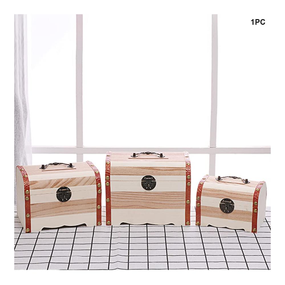 Holztruhe Sparschwein mit Schloss – Vintage Sparbüchse als Schatztruhe für Kinder – Piratenkiste Geschenkbox – Aufbewahrungsbox aus Holz