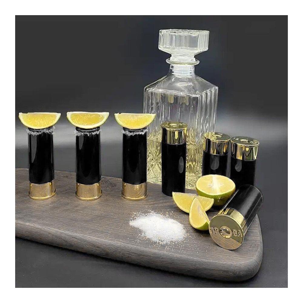 Schnapsgläser Set - Premium 12 Gauge Design | 4 coole Shotgläser aus hochwertigem Glas | Ideal als Geschenk für Männer | Genießen Sie Luxus-Drinks in