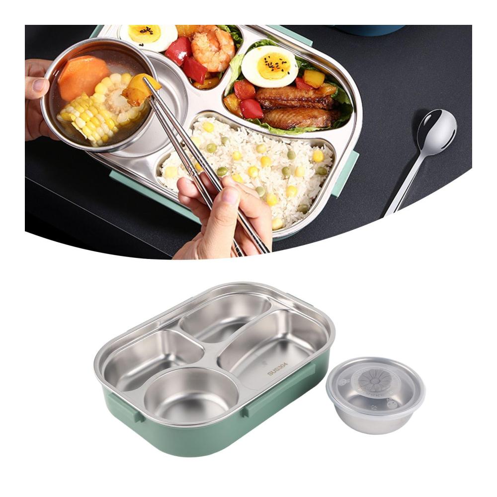 Entdecken Sie die Innovation Premium Edelstahl Bento Boxen Set mit Auslaufschutz | Inklusive Löffel und Essstäbchen | Tragbare Lunchbox für Schüler und Erwachsene | 4-Gitter Design mit Tropfsuppenschüssel für ultimative Mahlzeitenvielfalt