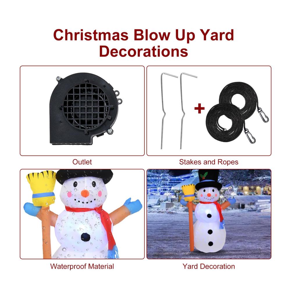 Aufblasbarer Weihnachtsmann & Schneemann Torbogen - Riesiger 8 FT Zierschmuck für Ihren Hof - Wasserdichte Außendekoration mit 9 LED-Lichtern - Beleuchten Sie Ihr Zuhause festlich