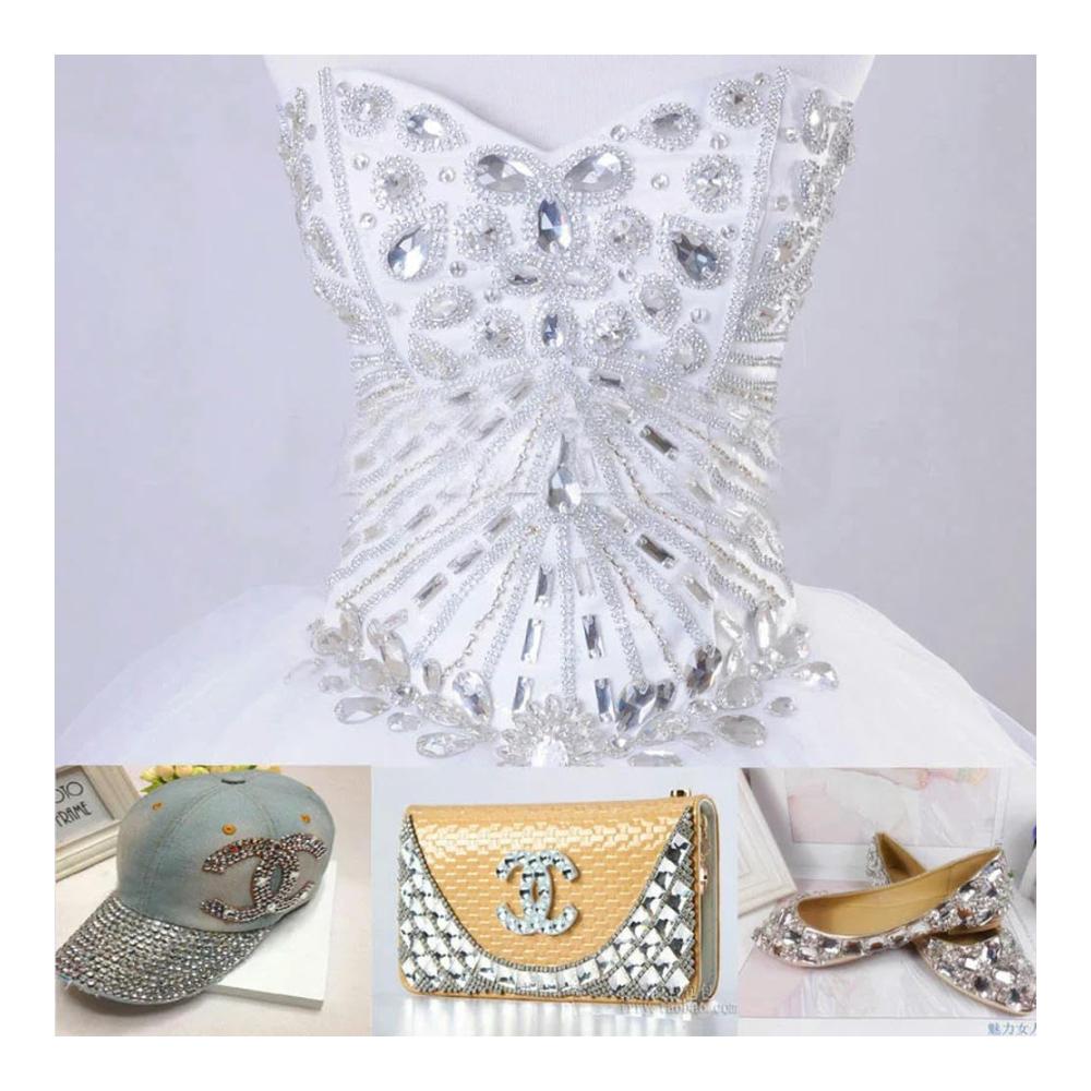 Glänzende Strasssteine für Hochzeitskleider 48/96 Stück 14/18 mm Zitronenglas-Kristalle zum Aufnähen - Abgeschrägte flache Rückseite für perfektes Nähen von Strasssteinen