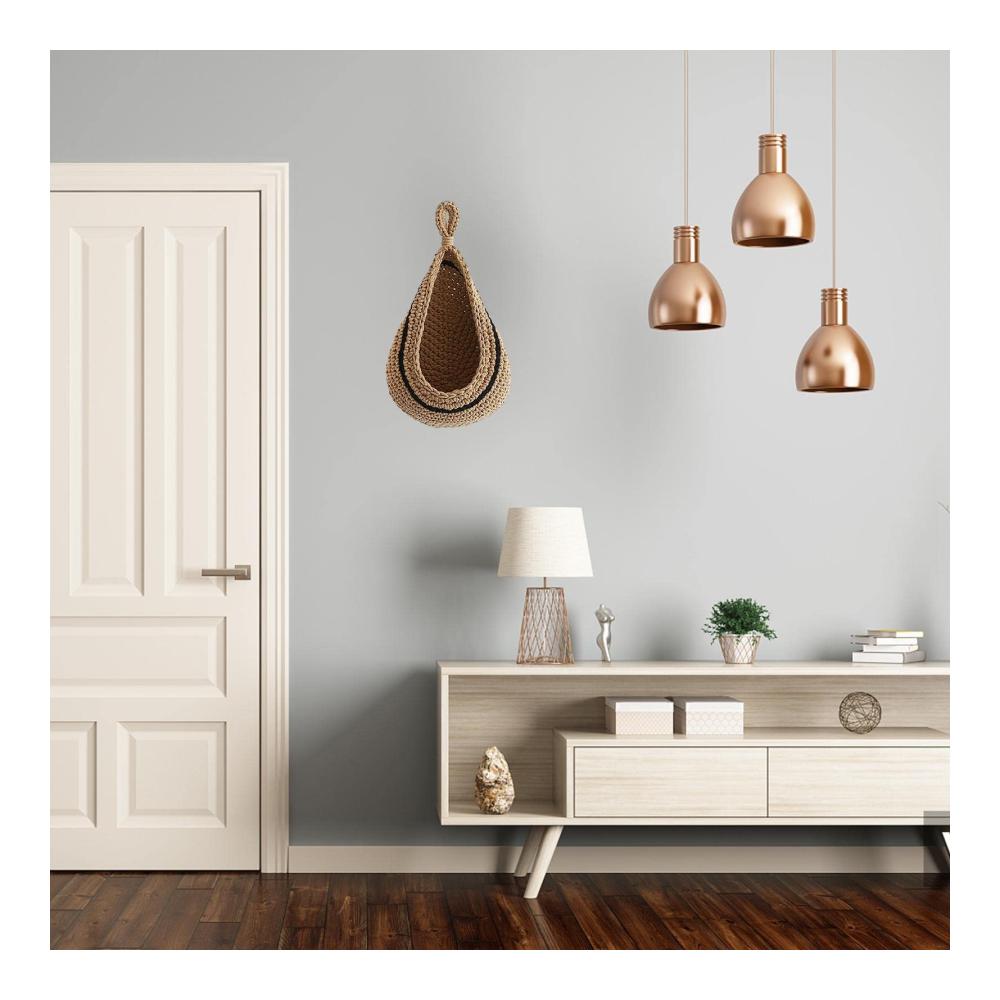 Handgewebte Obstkorb Hängekörbchen Set - Dekoratives Boho-Design für Küche und Bad - Perfekt für Hängeaufbewahrung - 3 Stück Wandkörbe