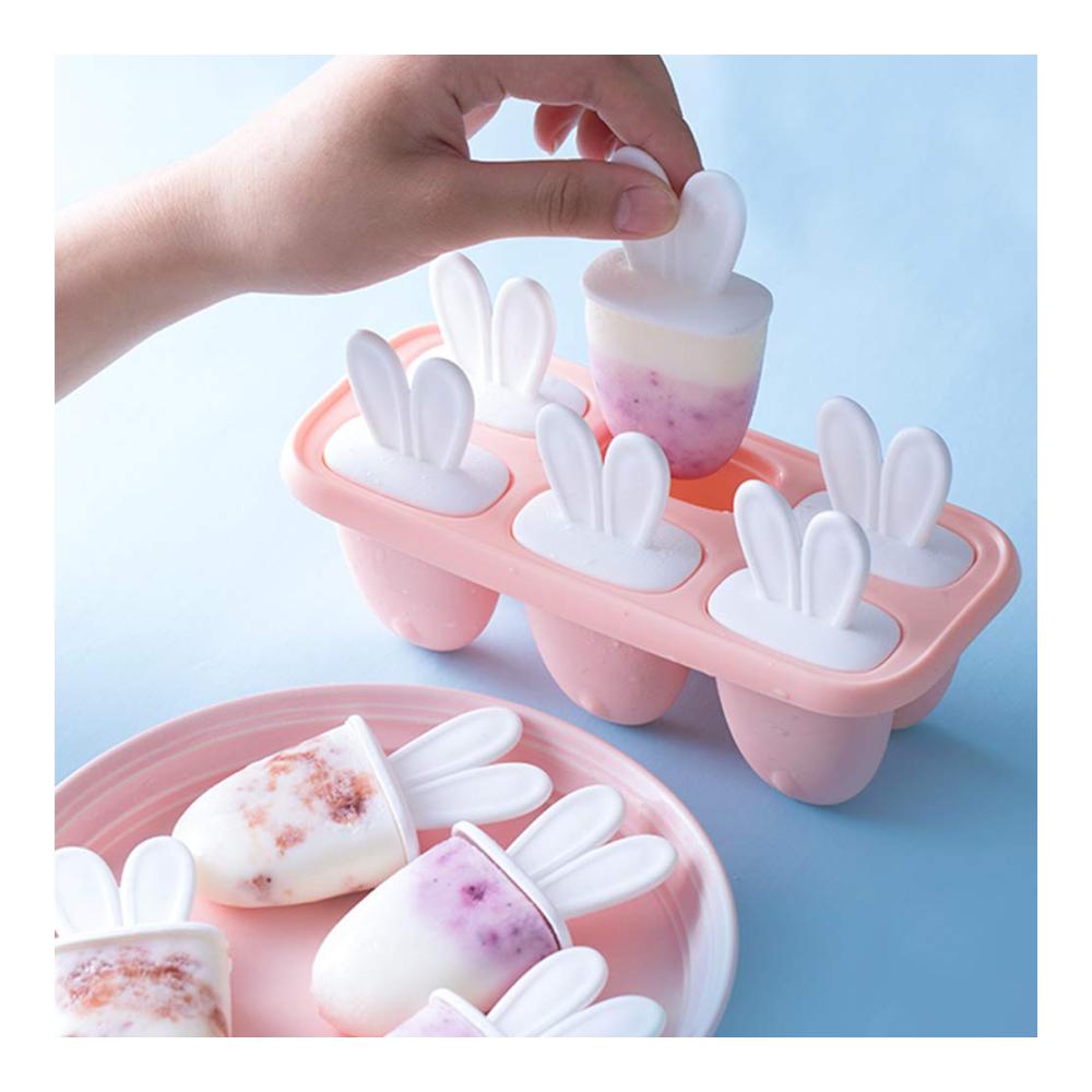 EisformenSilikon Set für Kinder 6 Mulden BPA-Frei Eis am Stiel Selbst Machen Popsicle Eisförmchen Rosa - Ideal für Sommer Snacks & Gesunde Desserts