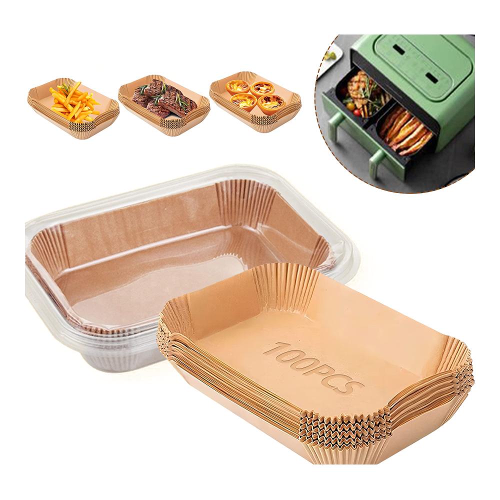 Backpapier Zubehör Set 100 Blätter 21x14 cm für Heißluftfritteusen Dual Zone Airfryer Papier ideales Backpapier für Heißluftfritteuse Dampfgarer & Mikrowelle antihaftbeschichtetes Air Fryer Papier