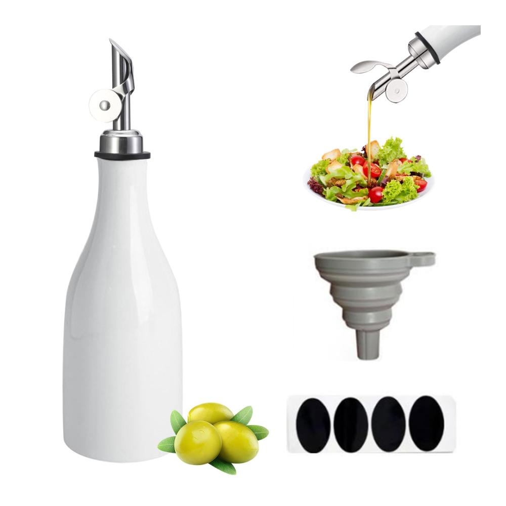 300 ml Keramik-Ölspenderflasche Tropffreier Olivenölspender & Gewürzbehälter mit Deckel – Ideal für Öl Essig Sojasauce – Stilvolle Aufbewahrung & Dosierung