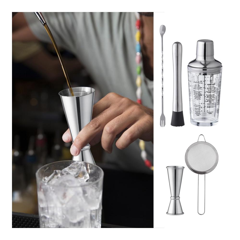 Exklusives Cocktail-Shaker-Set aus Edelstahl – Premium Barkeeper-Kit für stilvolle Getränkemixe – Langlebiger Martini-Shaker und sicheres Mixer-Set – Perfekt für Zuhause Bars & Partys