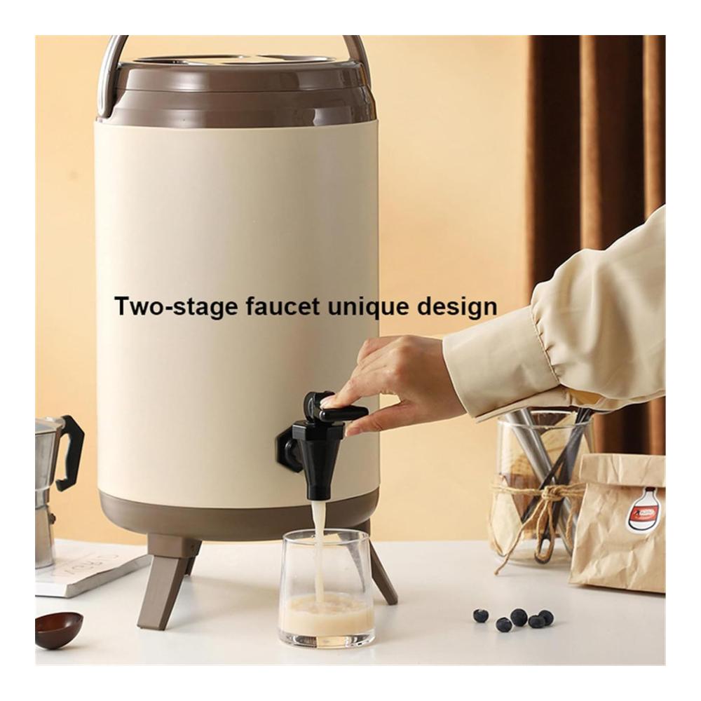 Hochwertige Edelstahl-Thermosflasche mit Wasserhahn für heiße & kalte Getränke | Isolierter Getränkespender für Kaffee Tee Wasser Milch & Saft | 12L Kapazität