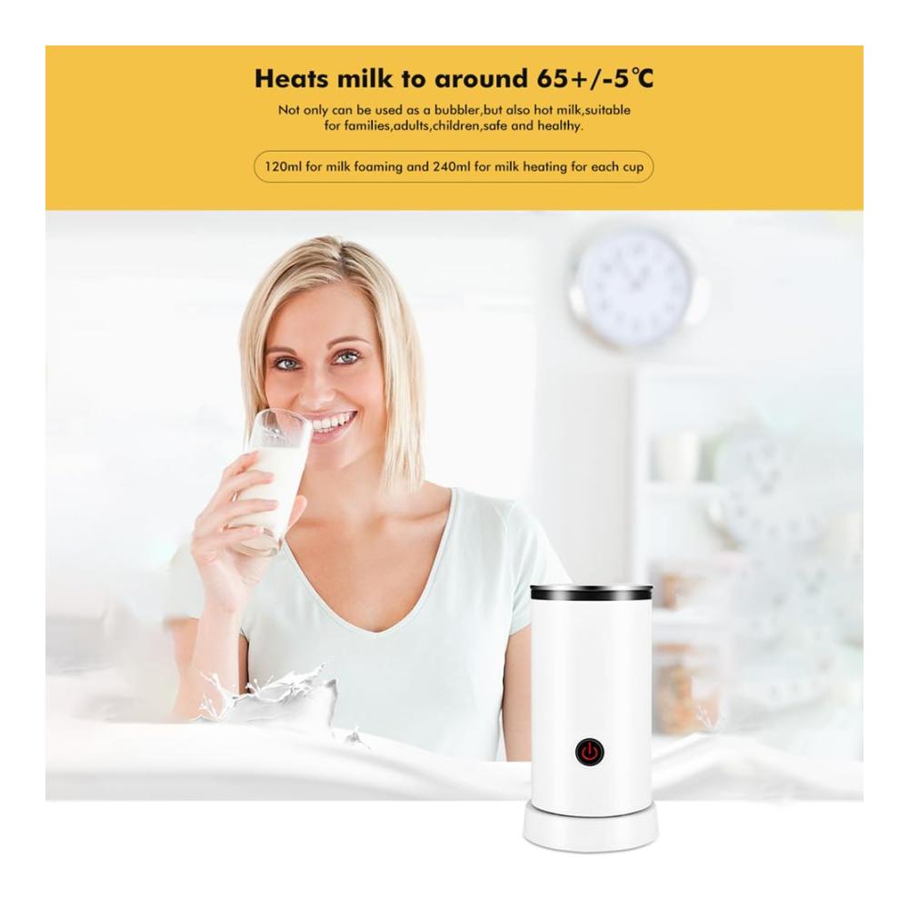 Elektrischer Milchaufschäumer 4-in-1 Deluxe Set - 600 W Leistung 240 ml Kapazität für 8-12 Unzen Heiß- und Kaltmilchschaum geräuschloser Betrieb rutschfester Edelstahl-Milchaufschäumer für perfekte Latte Cappuccino und Macchiato - Innovatives Design für