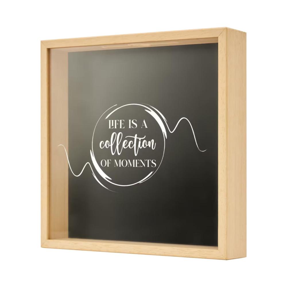FLXSO Objektrahmen Abenteuer-Archivbox aus Holz | Foto-Sammelbox mit Schlitz | Tragbare Reise-Erinnerungsbox | Erinnerungsvitrine für Hochzeit Jahrestag & Valentinstag