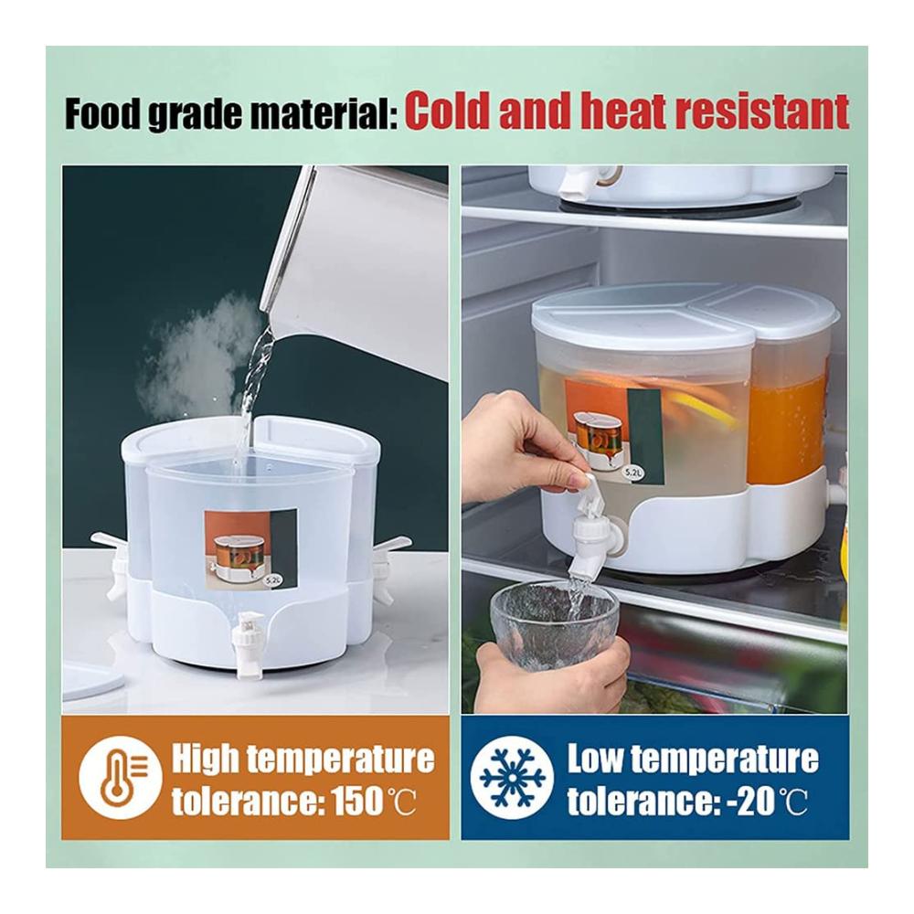 Premium 52 l Kühler & Wasserspender | 360° drehbarer Getränkespender für Kühlschrank | Hitzebeständiger Saftspender mit Zapfhahn | Ideal für -20 ℃ ~ 120 ℃ | Abnehmbarer Behälter