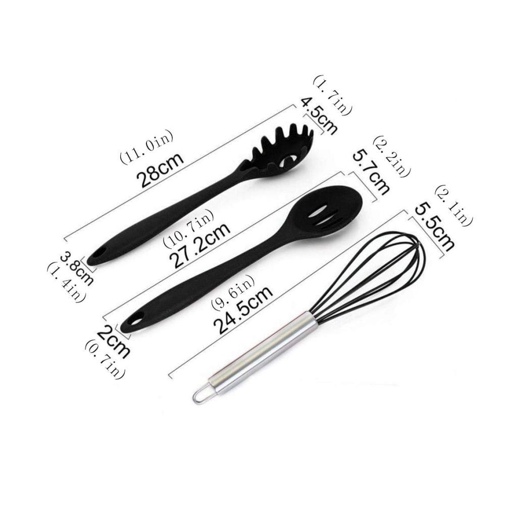 Premium Pfannenwender Set – 10-teiliges Silikon Küchenhelfer Set inkl. Antihaft-Spatel Löffel Lebensmittelzange Eierbeater – Perfekte Küchenwerkzeuge für Kochen Backen & mehr (Farbe B