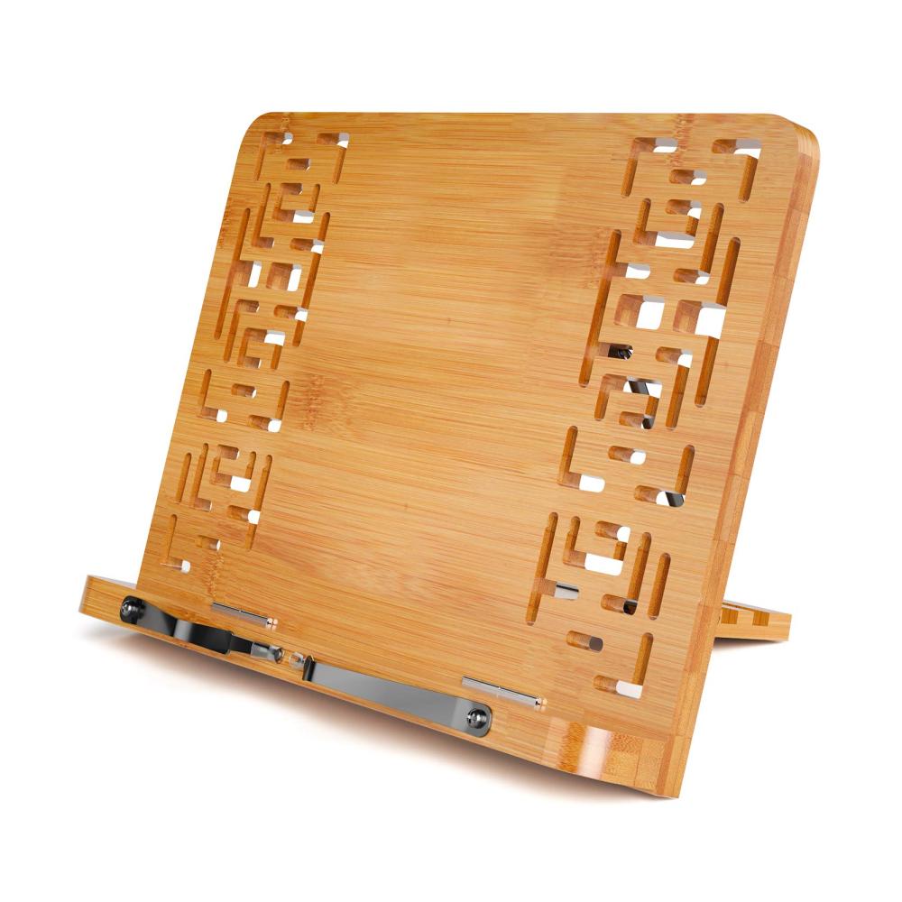 Klappbarer Bambus Kochbuchhalter 28x20cm | Einstellbarer Leseständer für Rezepte iPad | Platzsparendes Design | St
