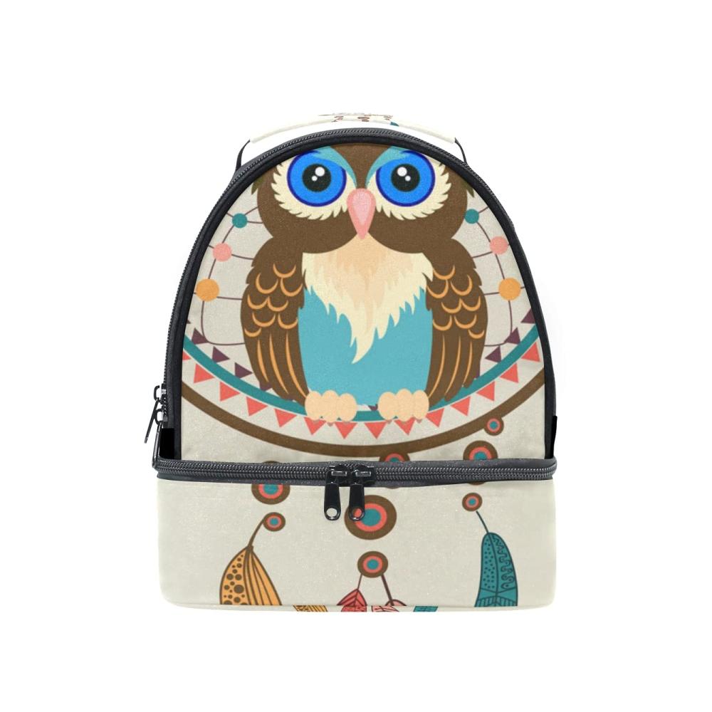 Entzückende Eulen Lunch-Tasche mit Traumfänger-Motiv | Isolierte Lunchbox für Kinder | Hält Mahlzeiten frisch unterwegs | Perfekt für Schule und Ausflüge