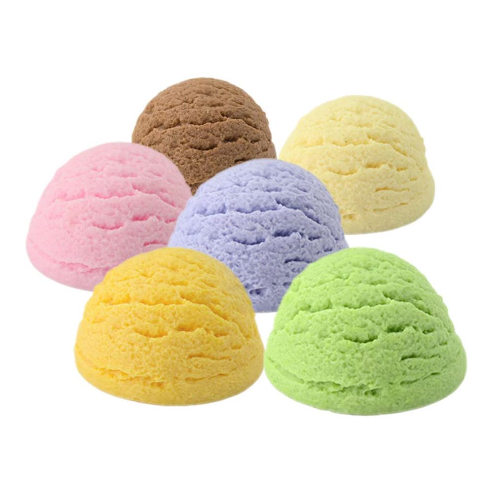 Fruchtige Versuchung 6 Stück realistische Früchte Eiscremekuchen Bälle Set - Perfekt für Kinder Spielküche Eisdiele oder zum Basteln von Süßigkeiten - Hochwertige PVC Nachbildung