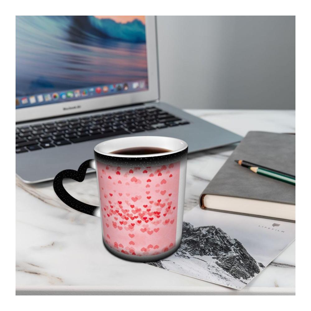 Beheizte Kaffeetasse mit rotem Herz-Motiv | Farbwechsel | Lustige Tasse für heiße Getränke | Perfektes Geschenk für Familie und Freunde | Kaffeetassen & Becher