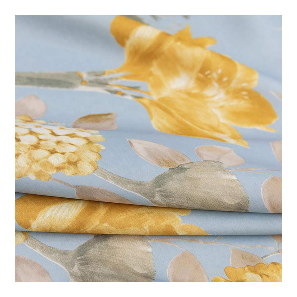 Erfrischende Blütenpracht Gardinenschals 140x145 in Blau mit Kräuselband für stilvolle Fensterdekoration. Blickdicht und mustergültig für Frühlingsflair im Landhausstil. Perfekt für Wohnzimmer Schlafzimmer und Studierzimmer. 2 Stücke hochwertiger Vorhänge mit