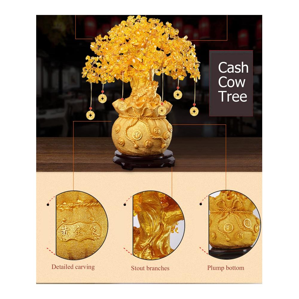 Entdecken Sie die Magie der Farben mit unseren Buntglaspaneelen - Citrine Cash Cow Ornamente Glücksbaum für Zuhause! Stilvolle Heimdekoration für Ihren Wohnzimmer-TV-Schrank. Wählen Sie die Größe die zu Ihnen passt Groß für einen eindrucksvollen Weinschrank oder Klein für eine süße Überraschung