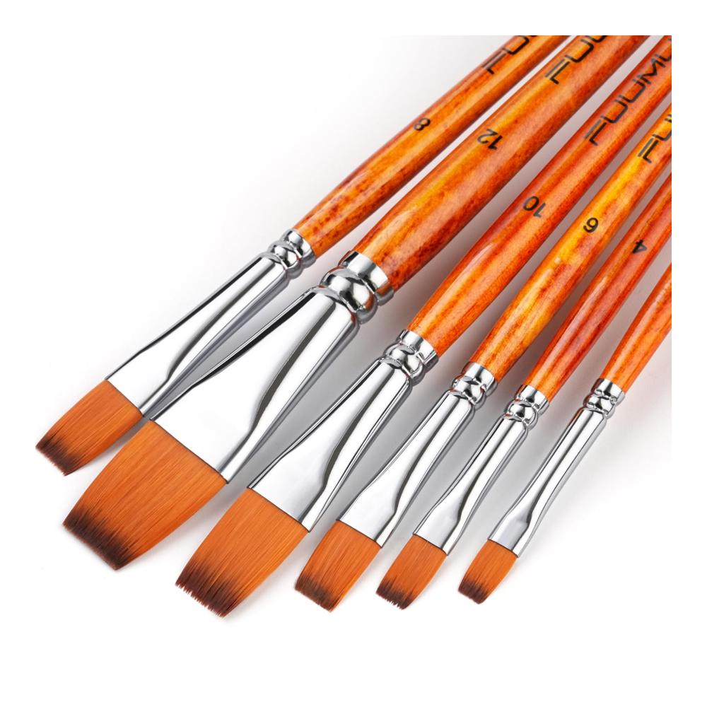 Professionelles Pinselset - 6 Stück | Ideal für Acryl Aquarell Öl & Gouache | Japanische Nylonhaare | Kein Haarverlust | Künstlerpinsel