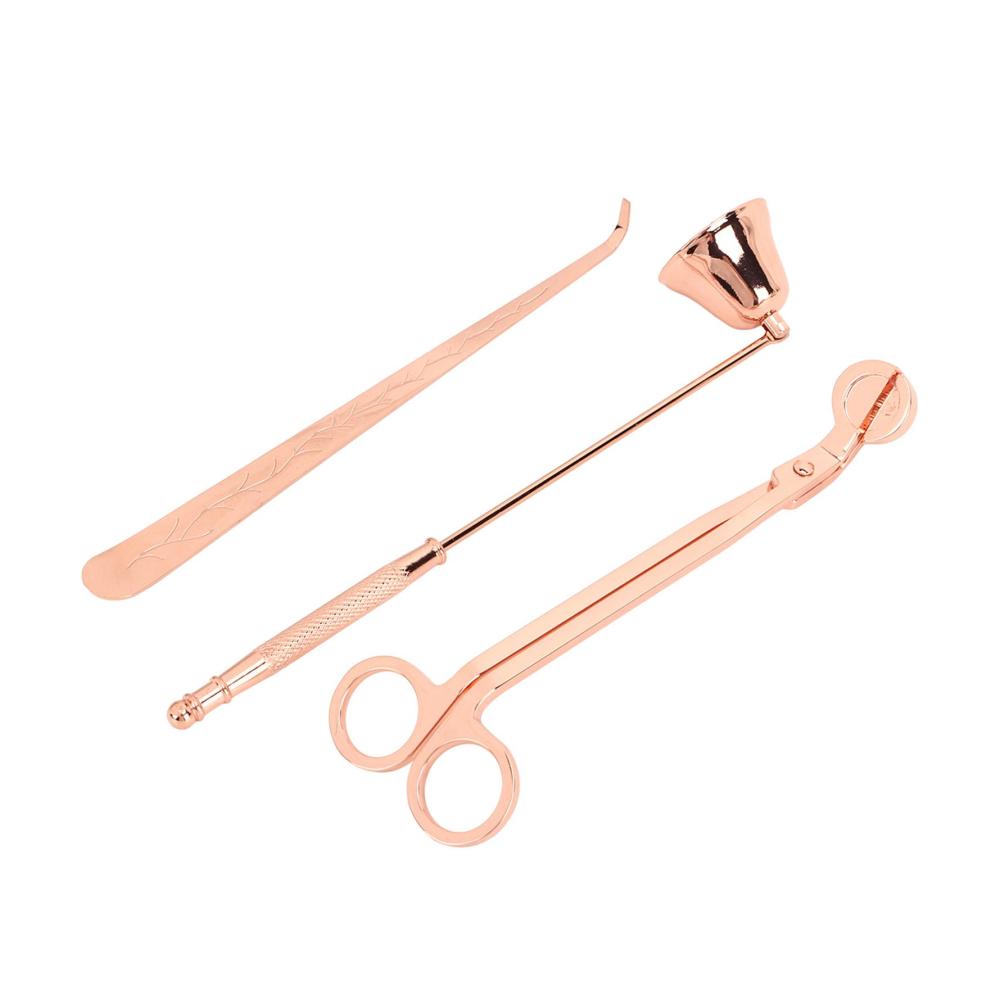 Luxuriöses Kerzenlöscher-Set Edelstahl Dochtlöffel Trimmer & Schere - Perfektes Kerzenzubehör für Liebhaber - Roségold-Kerzenpflegeset inklusive