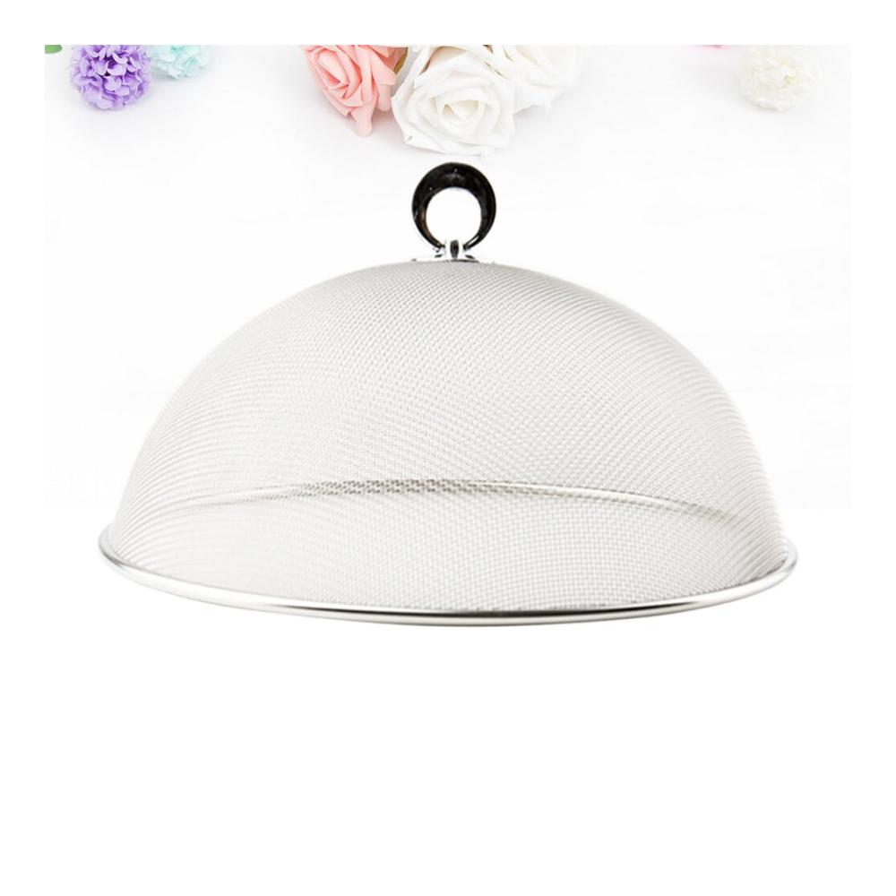 Fliegenschirm Edelstahl Fliegenhaube Mesh Lebensmittel Zelt Abdeckhaube 28CM - Praktische Abdeck- & Fliegenhauben für Picknick BBQ & mehr - Schützen Sie Essen vor lästigen Insekten - Hochwertiges Set inklusive Wintertisch Silber