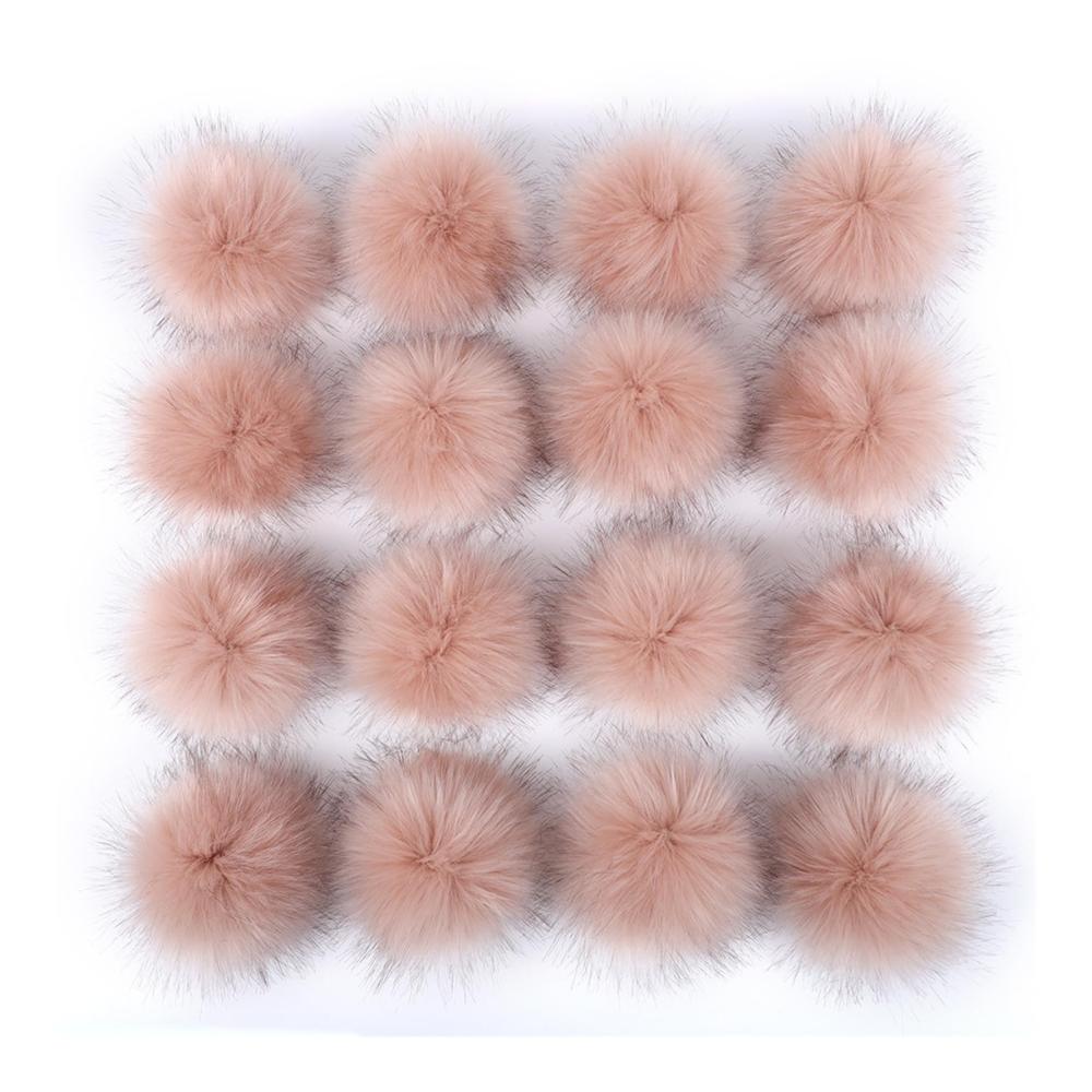 Strick- & Häkelzubehör 16-teiliges Bommel-Set für Mützen Hüte Schuhe & mehr – Kunstfell mit Druckknopf – Ideal für Schals Taschen & Schlüsselanhänger (3-8cm