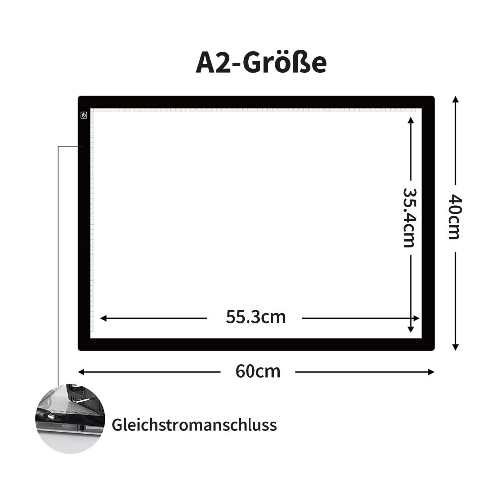 LED Leuchtkasten A2 - Brillantes Zeichnen & Diamond Painting mit ultradünnem 7mm Design stufenlos dimmbar inkl. 2 Clips und 12V 2A Adapter - Große Leuchtplatte für kreative Skizzierungen
