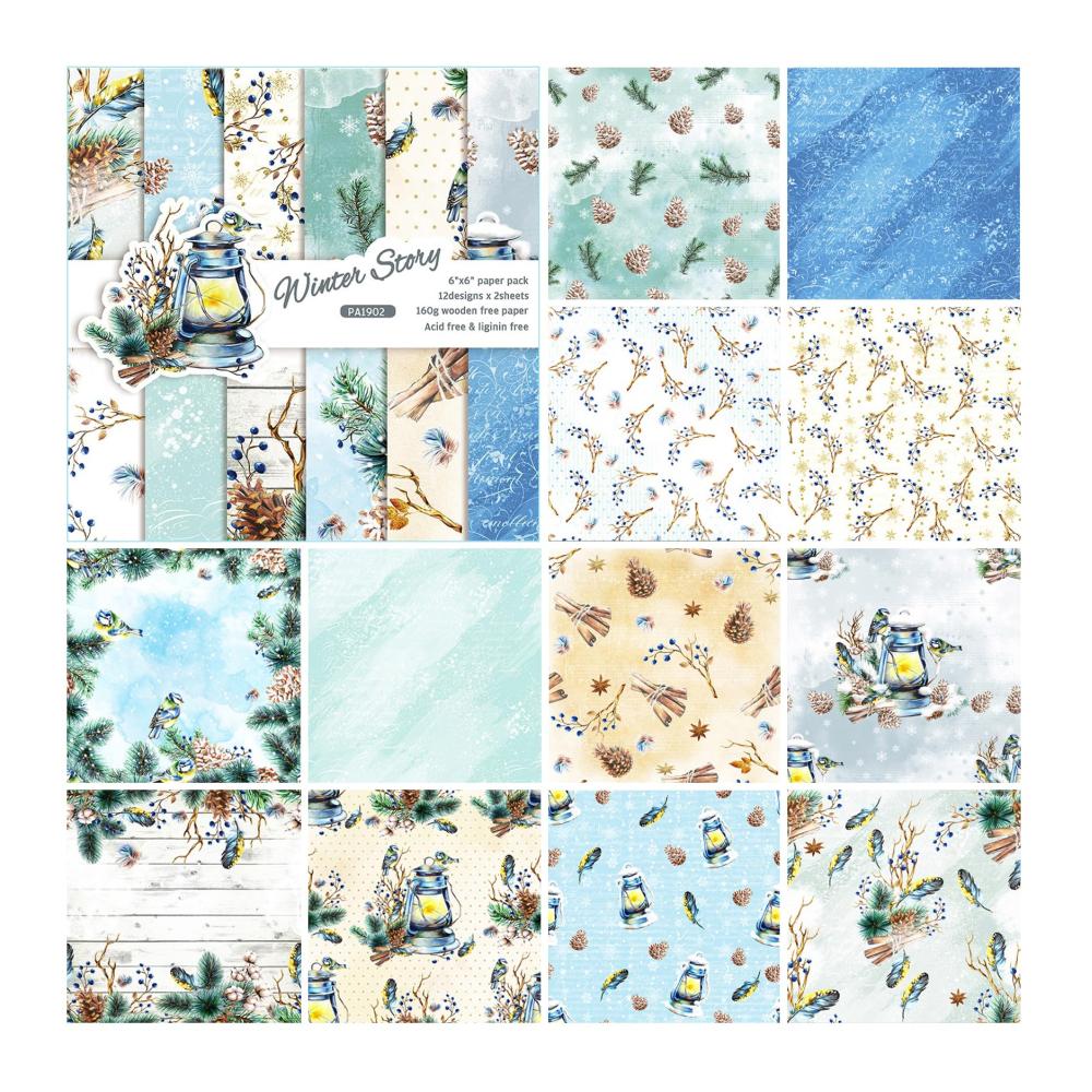 Weihnachtliches Dekorpapier-Set ZAKHSE 48 Blätter Motivpapier 152x152cm - Einseitig bedruckt - Bastelpapier für Scrapbooking Kartenherstellung und mehr - Mit Kiefernzapfen-Mustern und Designpapieren - Ideal für festliche Bastelproj