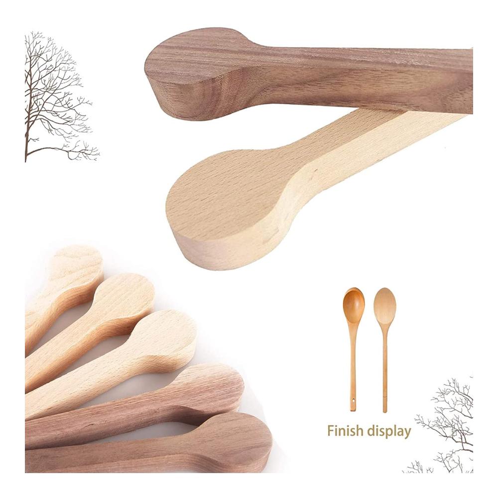 Kochlöffel Set 5-teiliges Schnitzset aus Buche und Walnuss - Unvollendete DIY-Kits für Hobby-Schnitzer - Hochwertige Holzmaterialien für kreative Kochkunst