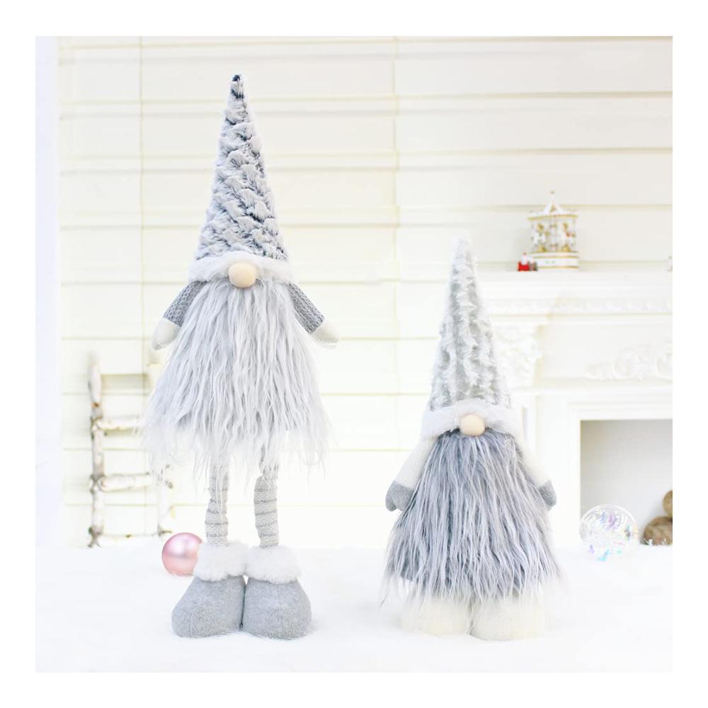 Faszinierende Puppen-Sammlerstücke 2 Weihnachtswichtel Figuren Set Handgefertigte Tomte Gnome mit Dehnbaren Beinen Plüsch Skandinavischer Zwerg für Zuhause & Büro. Exklusive Stoff Weihnachtsdeko in limitierter Auflage