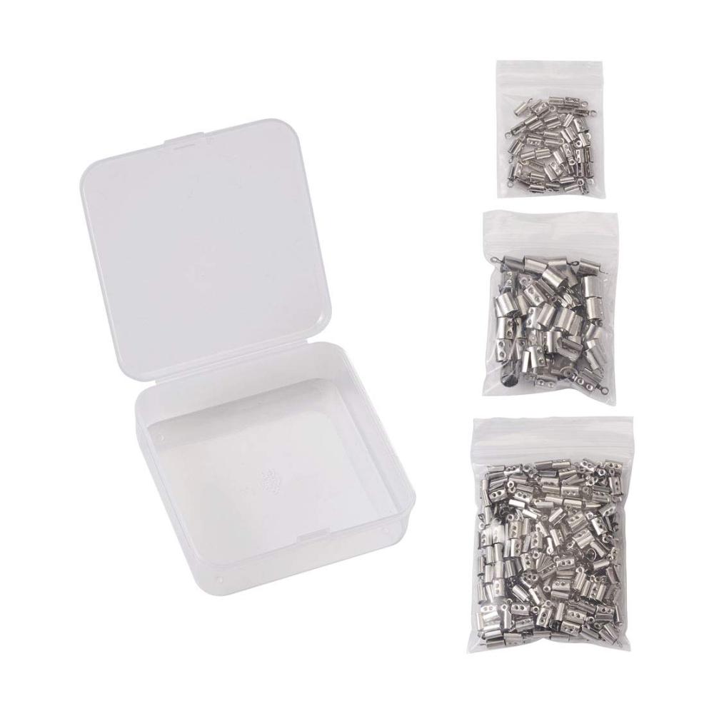Hochwertige 400er Box Edelstahl-Endkappen für Lederbänder & Schmuckherstellung - Faltbare Verschlüsse für DIY Handwerk & mehr - Passend für 2–6 mm - Robust & stilvoll