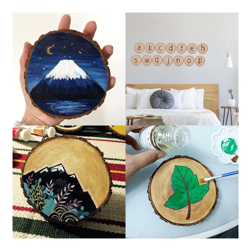 Natürliche Holzscheiben 10 Stk. Ø12-13cm - Bastelscheiben aus unbehandeltem Holz für DIY-Projekte Holzwerken Dekoration - Runde Baumscheiben mit Rinde