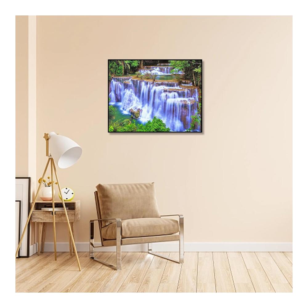 Diamant Malerei Erwachsene Vorbedruckte Kreuzstich Sets - Entdecken Sie die Schönheit von Wasserfällen mit diesem 50x40 cm Malen nach Zahlen Set. Echte Diamanten für ein funkelndes Meisterwerk der Natur. Perfekt für Diamond Painting Liebhaber die die Magie von Landschaften und Natur lieben