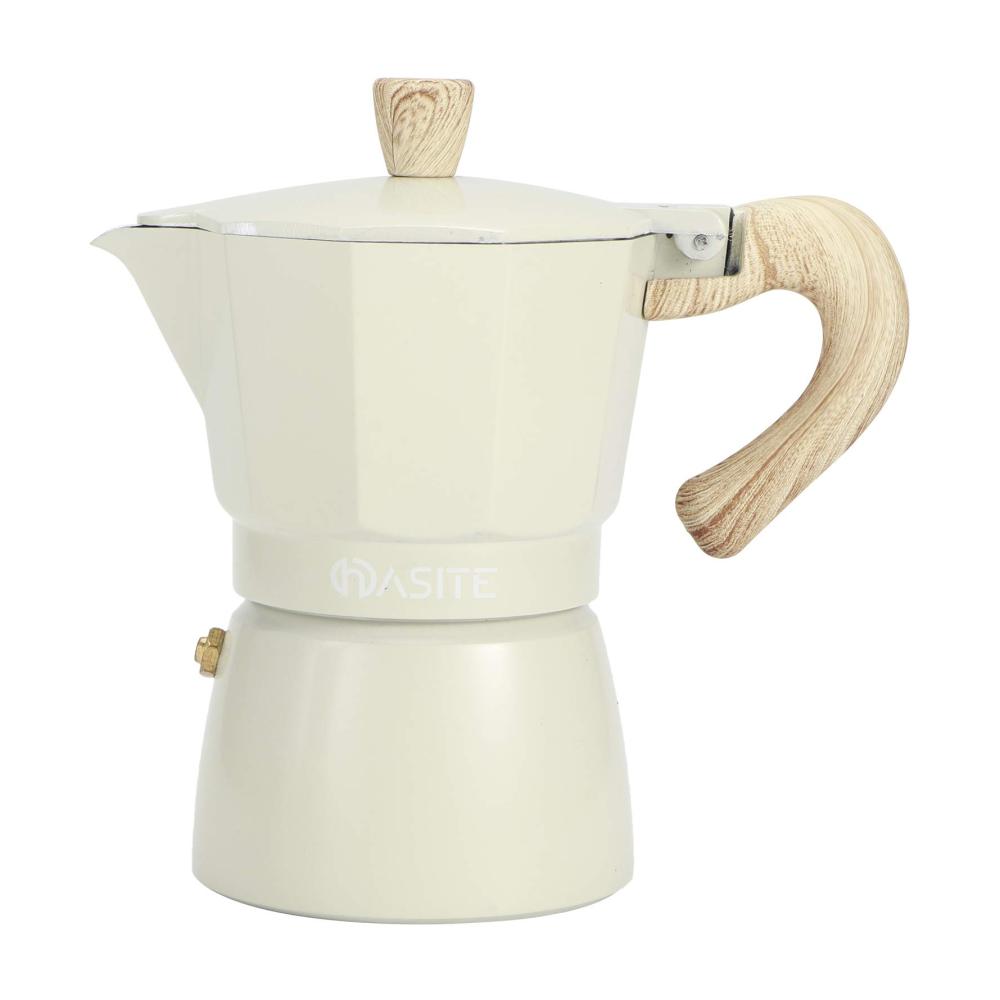 Espressokocher Moka-Kanne Aluminium | Achteckige Kaffeekanne | Wasserkocher für Zuhause | Café Zubereiter | Traditioneller Genuss in schwachem Gelb 150ML