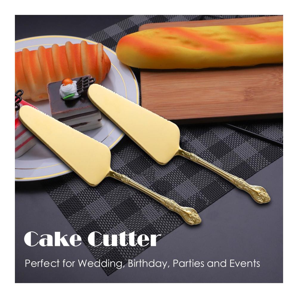 Kuchen- & Tortenheber Set aus Edelstahl – Präzises Schneiden mit gezackten Kanten – Ideal für Hochzeiten – Goldene Eleganz – 2-teiliges Set
