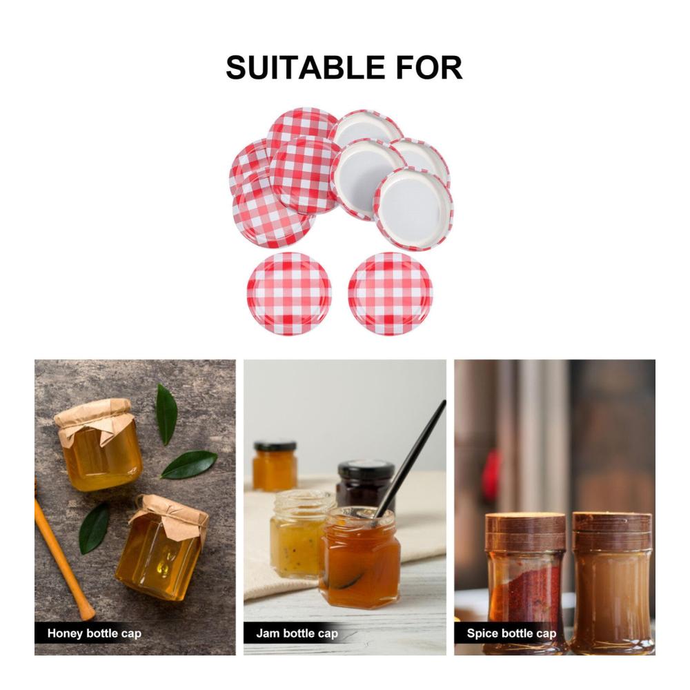 40er Packung Gingham Marmeladenglas Deckel – Versiegeln & Frische bewahren | Geteilte Deckel Breite Öffnung | Perfekt für Konservieren Mahlzeitenvorbereitung & mehr