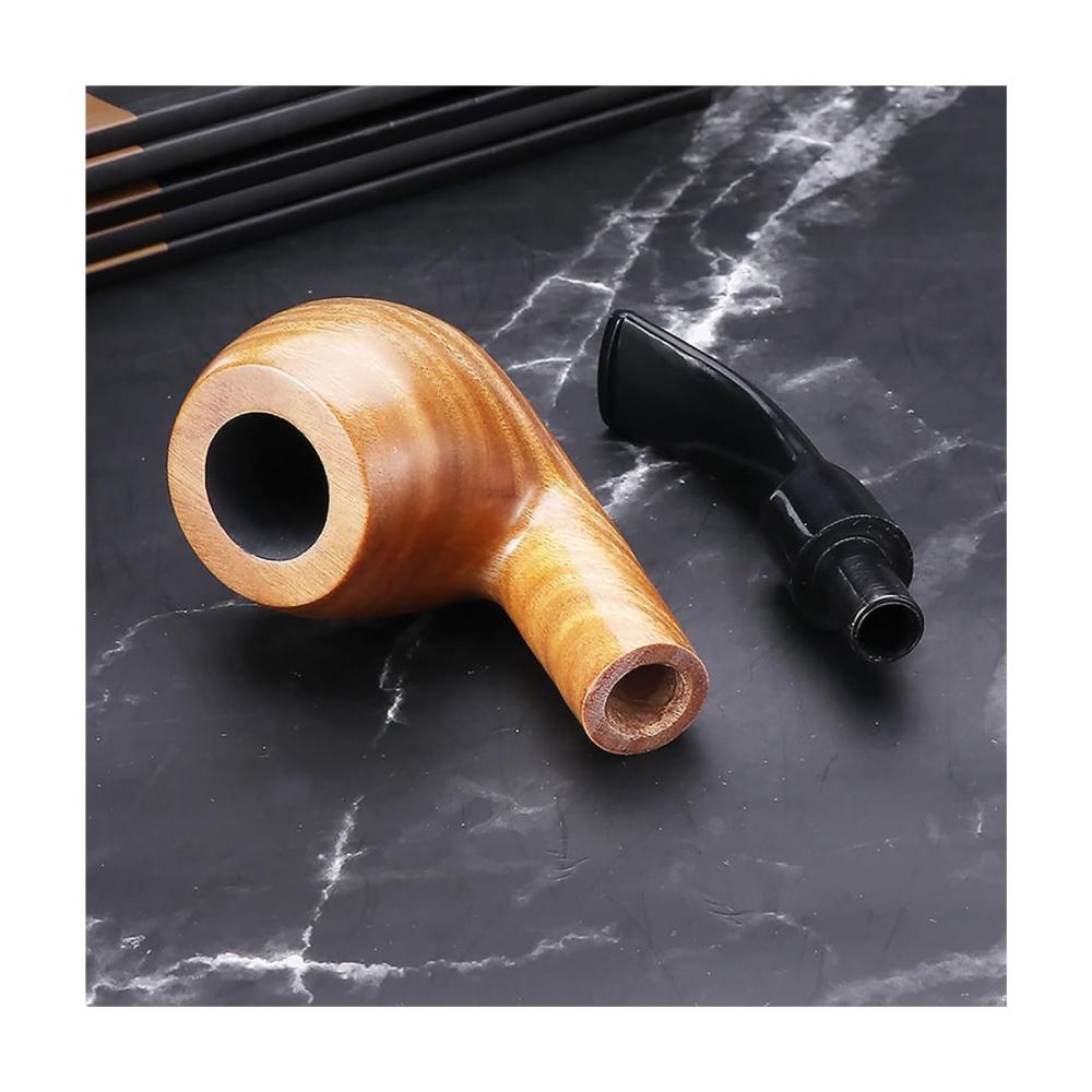 Hochwertiges Zigarren- und Barzubehör-Set Tabakpfeife & Halter perfekt für Einsteiger. Gerade Holzpfeife im Wikingerstil inklusive komplettes Set