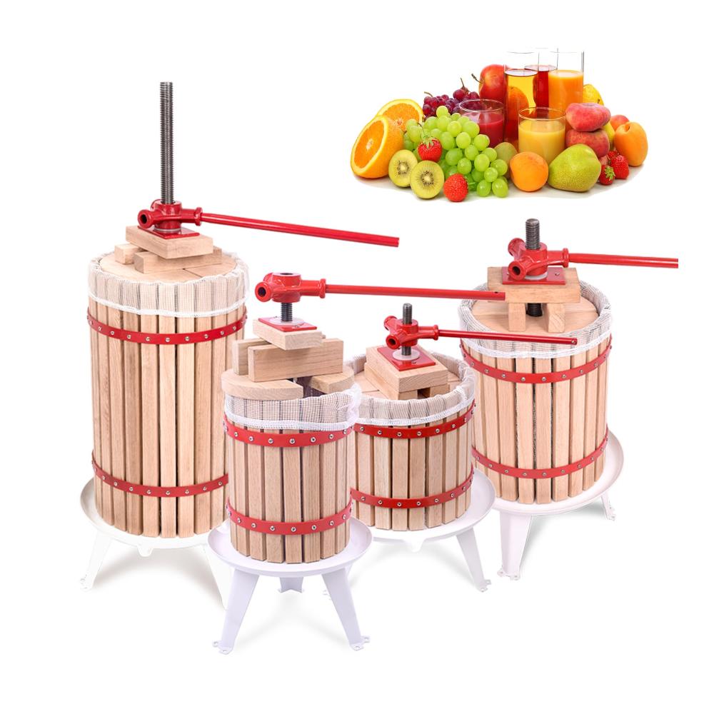 Entdecken Sie die Kraft des Pressens 6L Manuelle Obstpresse für frische Säfte und Weinherstellung - Mobile Obstmühle mit Handkurbel und Pressnetz - Perfektes Weinpressen Set für Apfelsaft Beeren und